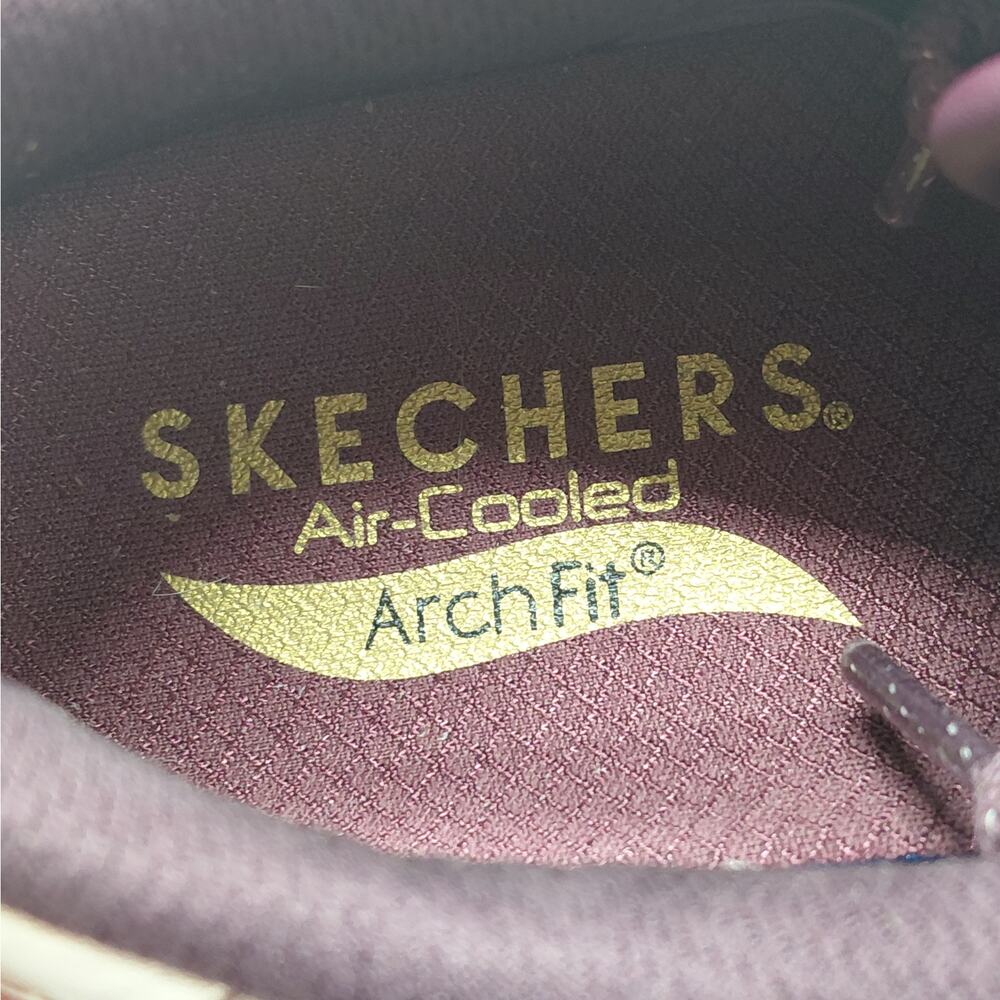 Skechers Womens Low Top Sneakers Size 8 Wine Athleisure Preppy Comfort Shoes - Picture 7 of 13